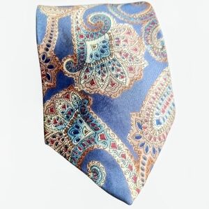 Reed St. James Tie Blue Paisley 100% Silk Made in USA Necktie Vintage A1 4"x56"
